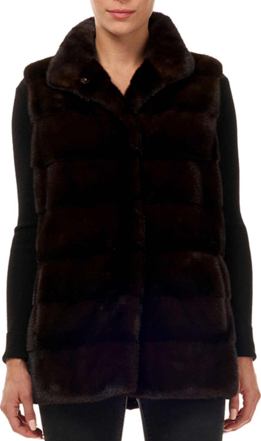 Gorski Reversible Horizontal Mink Fur Vest Gorski Reversible Horizontal Mink Fur Vest