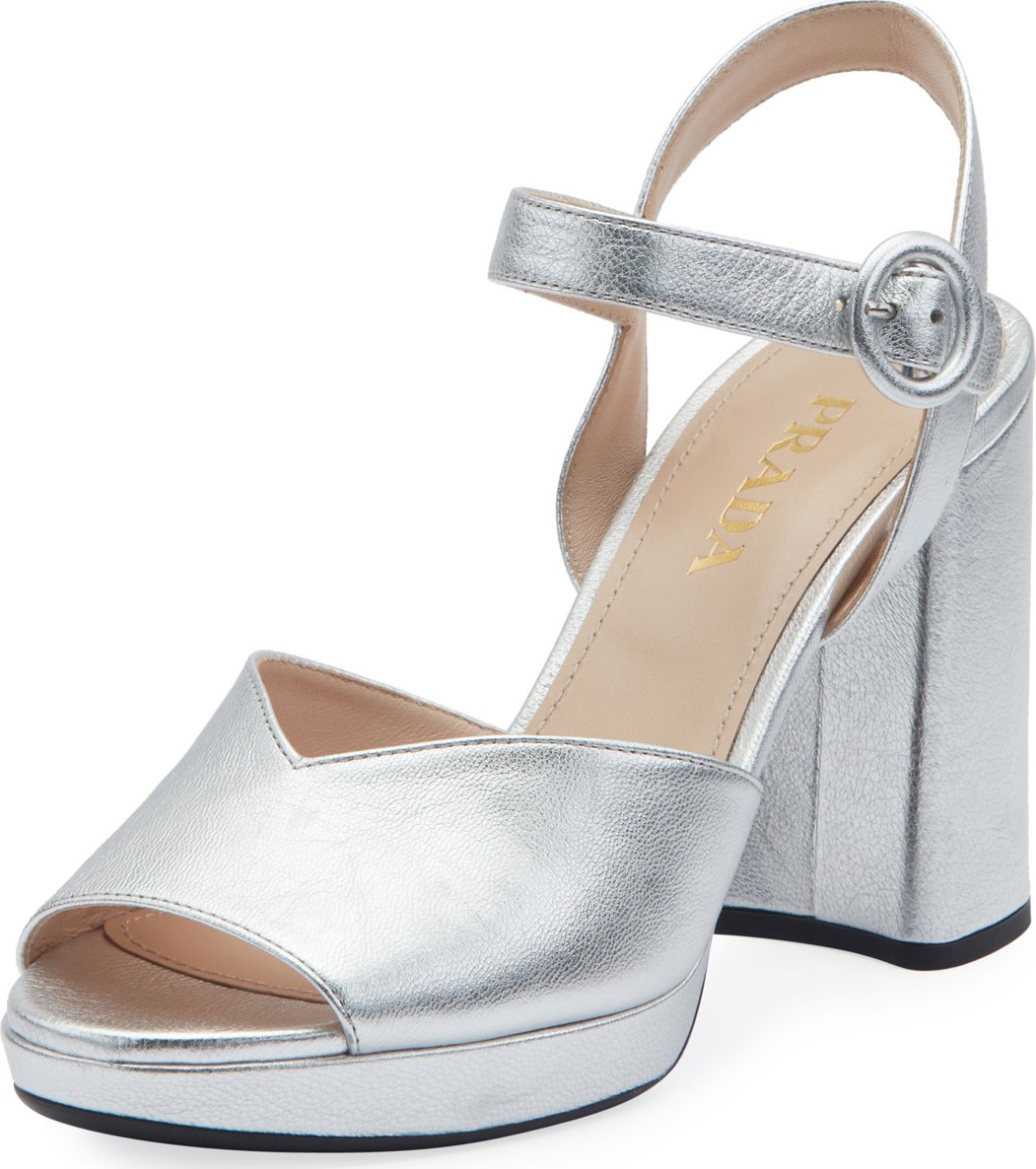 Prada Metallic Platform 95mm Sandals