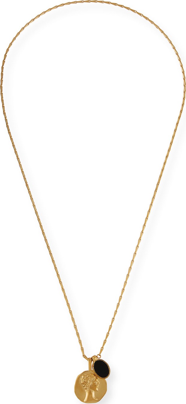 Saint Laurent Face & Onyx Medallion Pendant Necklace