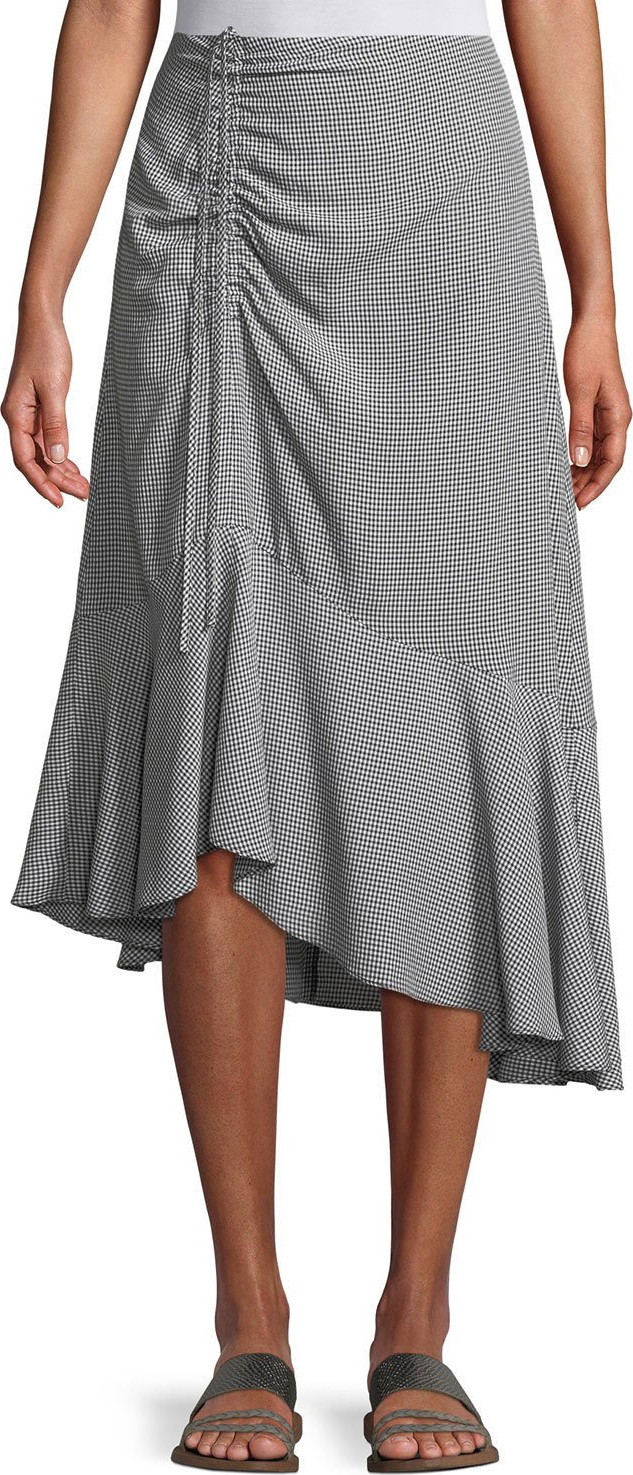 Club Monaco Ruanne Gingham Ruched Midi Skirt