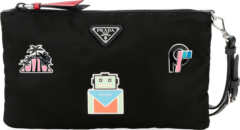 Prada Nylon Pin Wristlet Pouch