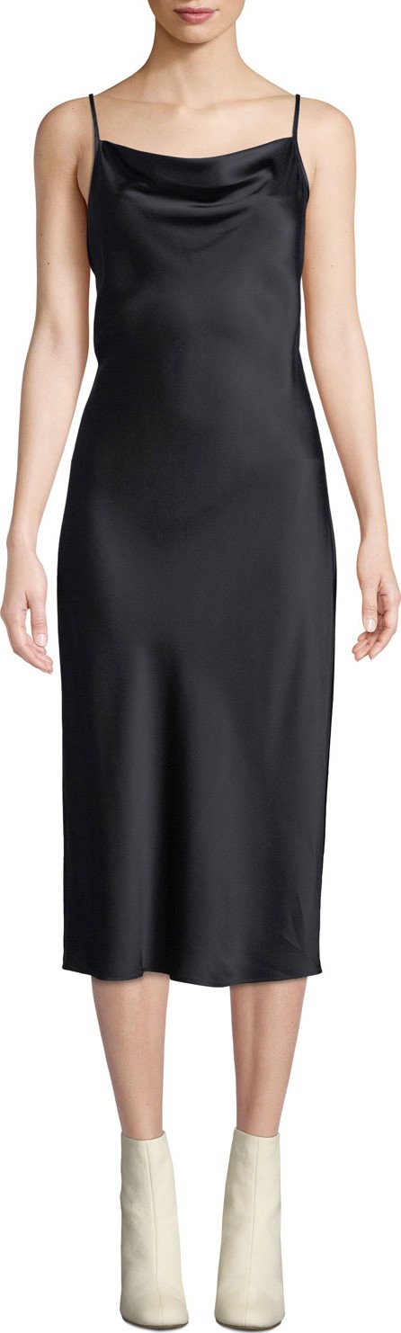 Joie Marcenna Cowl-Neck Sleeveless Satin Midi Slip Dress