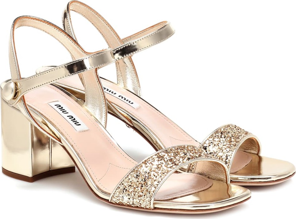 Miu Miu Exclusive to Mytheresa – Glitter metallic leather sandals