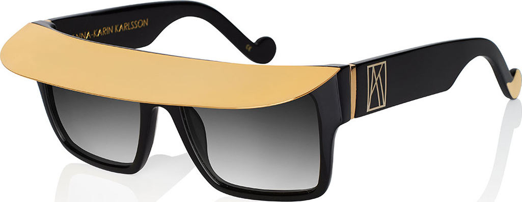 Anna Karin Karlsson Shady Metal-Brow Square Sunglasses, Black