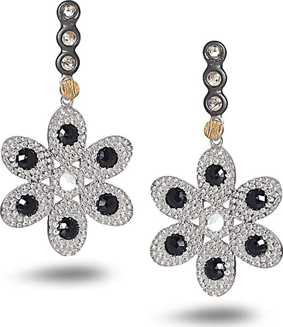 COOMI Opera Flower Earrings with Black Spinel & Diamonds
