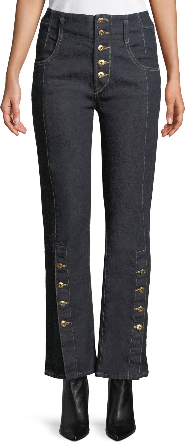 Jonathan Simkhai E-Cig Rinsed Denim Button-Fly Jeans