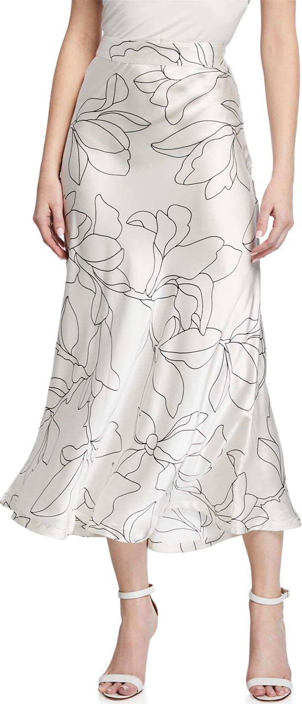 Equipment Iva Floral-Print Silk Midi Skirt