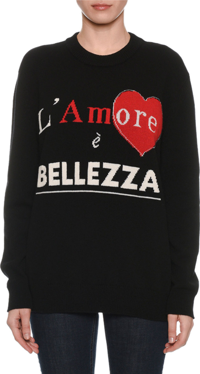 Dolce & Gabbana L'Amore e Bellezza Intarsia-Knit Cashmere Pullover Sweater