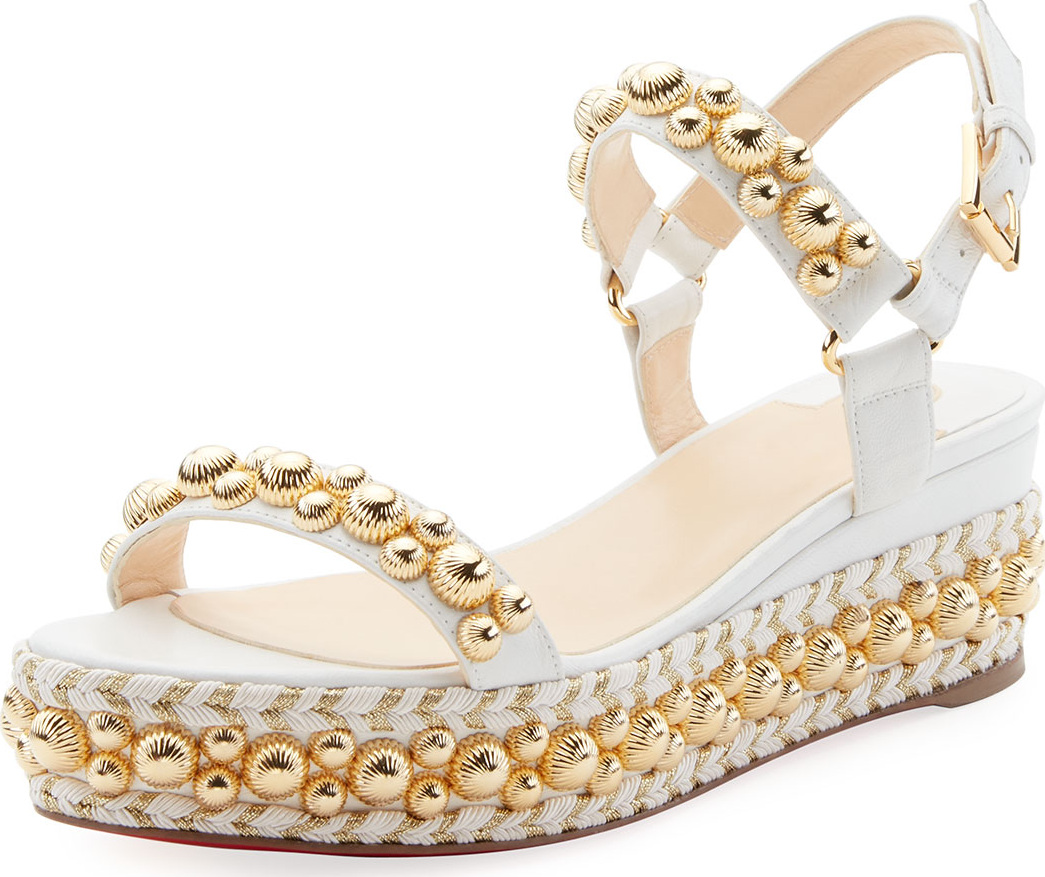 Christian Louboutin Rondaclou Stud Platform Red Sole Sandal