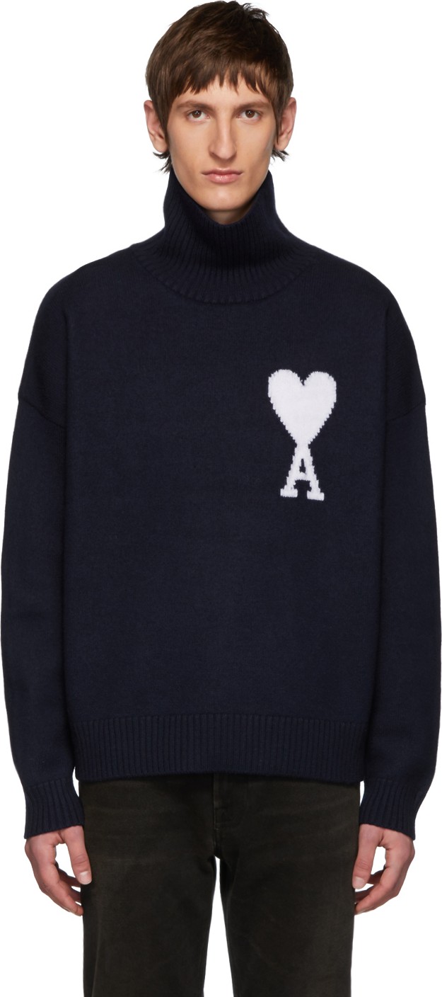 AMI Navy Ami De Coeur Turtleneck