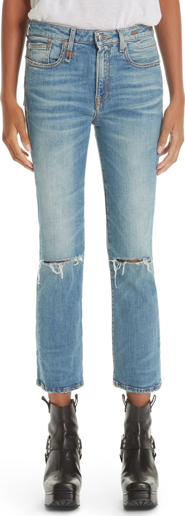 R13 Ripped Kick Fit Jeans