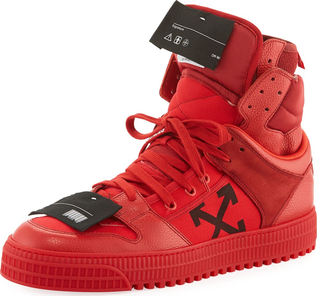 Off White Men's Off Court High-Top Leather Sneakers, Red