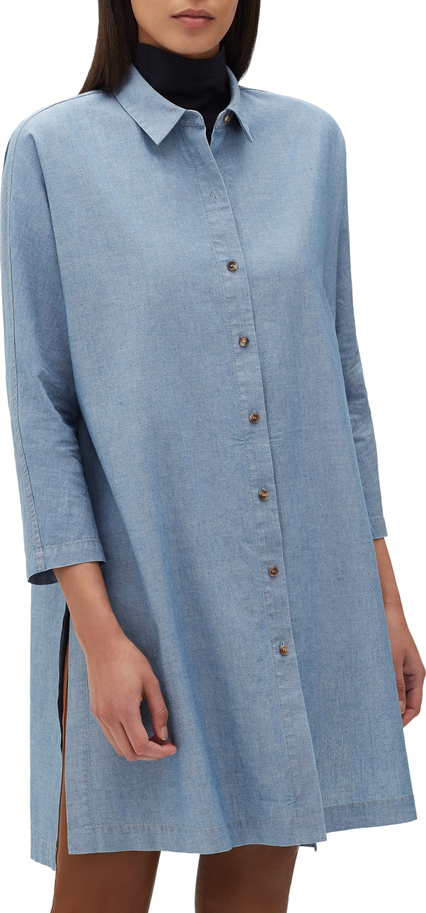 Lafayette 148 New York Kyrie Artisan Chambray Boyfriend Shirt