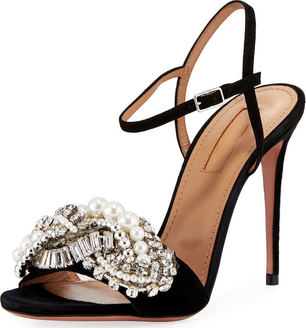 Aquazzura Wild Chain 105 Suede Sandals
