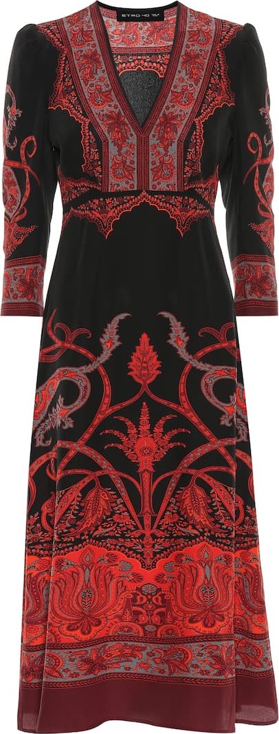 Etro Printed silk midi dress