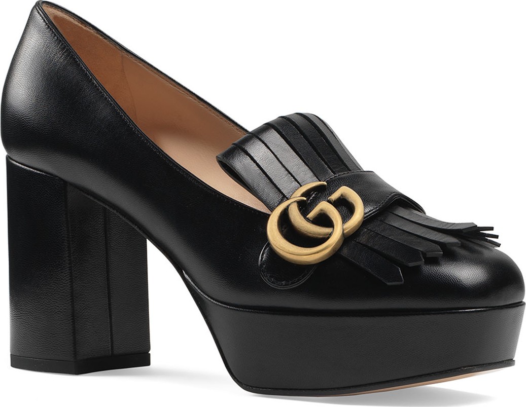 Gucci Marmont Kiltie Platform Pumps