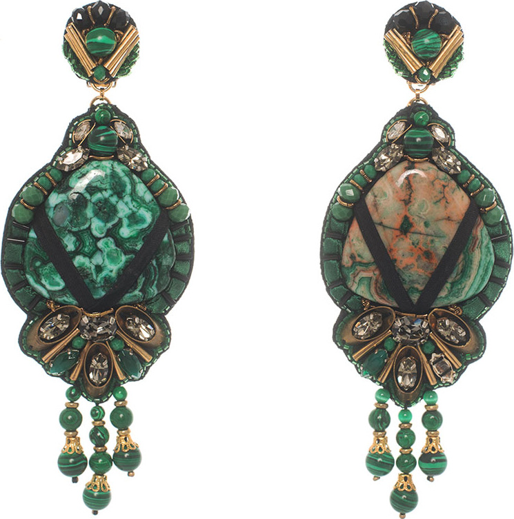 Ranjana Khan Beaded Agate Drop Clip-On Earrings