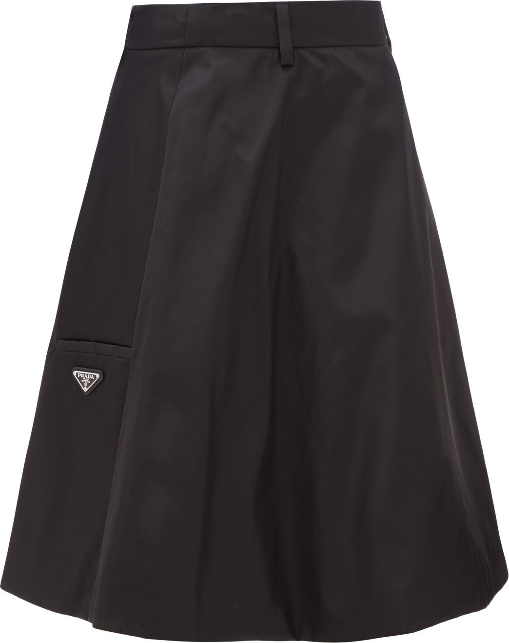 Prada Logo-plaque flared nylon-gabardine skirt