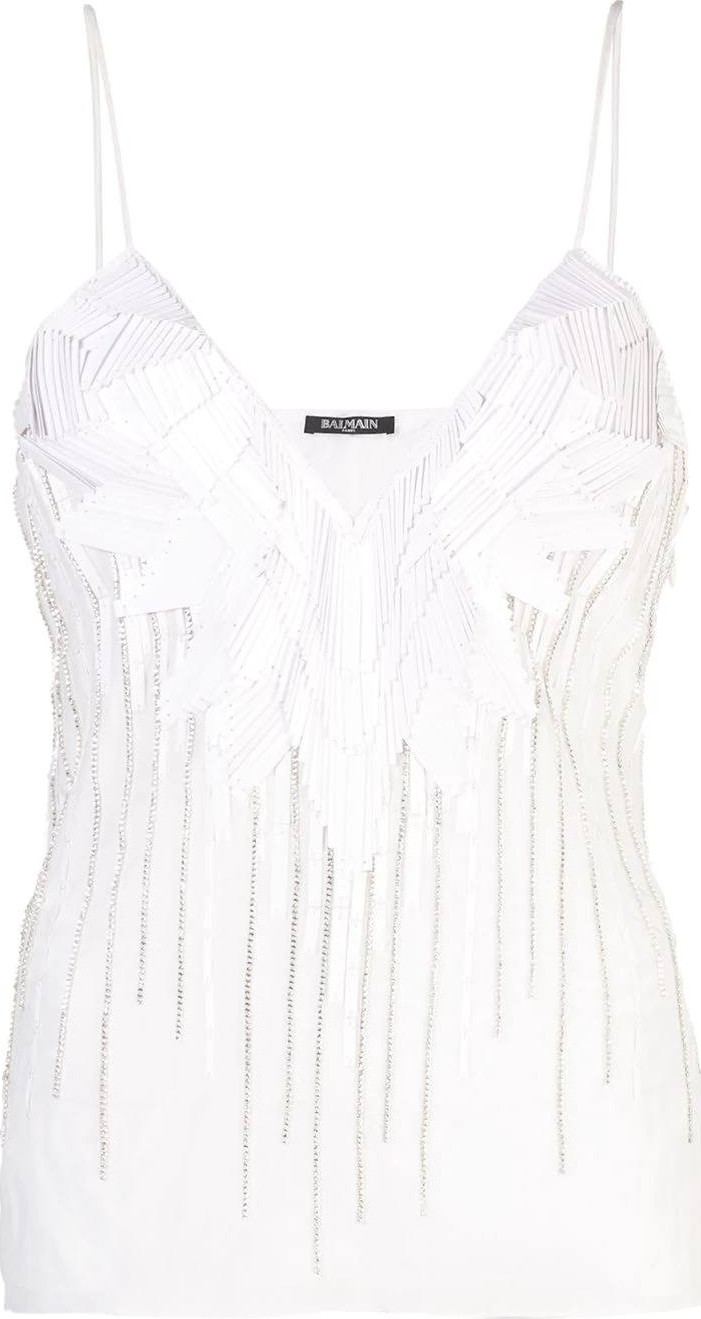 Balmain crystal-embellished tank top