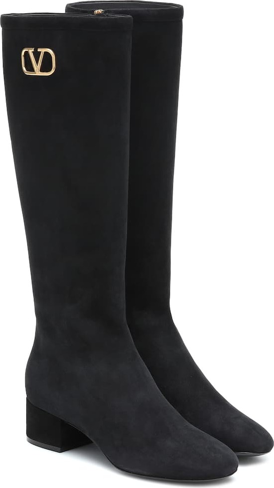 Valentino Valentino Garavani VLOGO suede knee-high boots