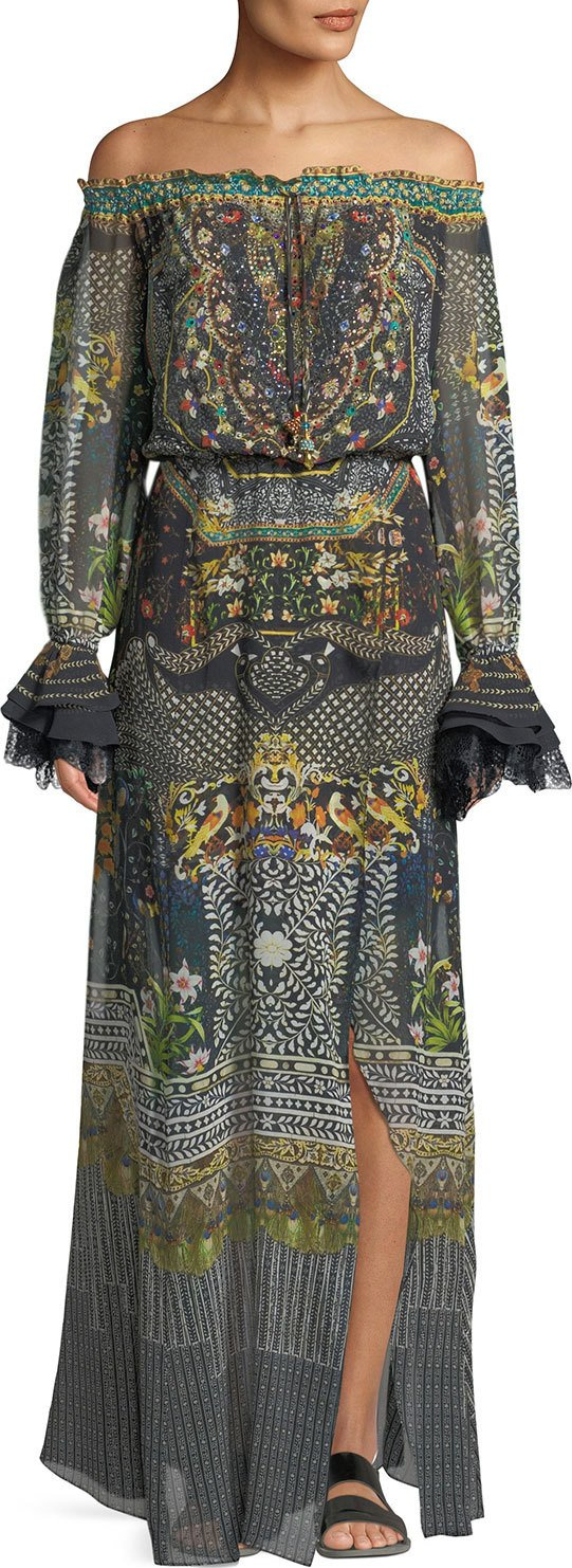 Camilla Printed Off-the-Shoulder Maxi Dress