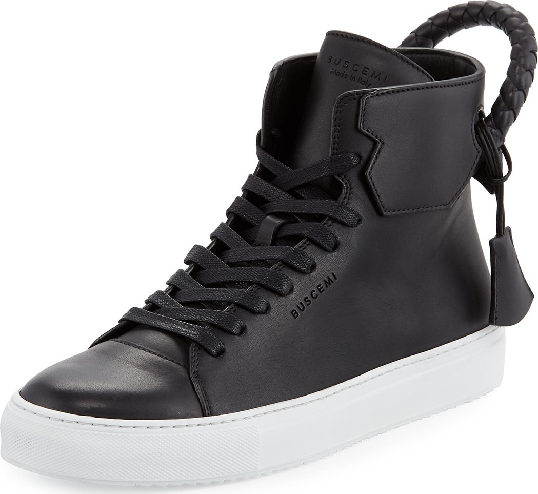 Buscemi Men's 125mm Leather High-Top Sneakers, Black