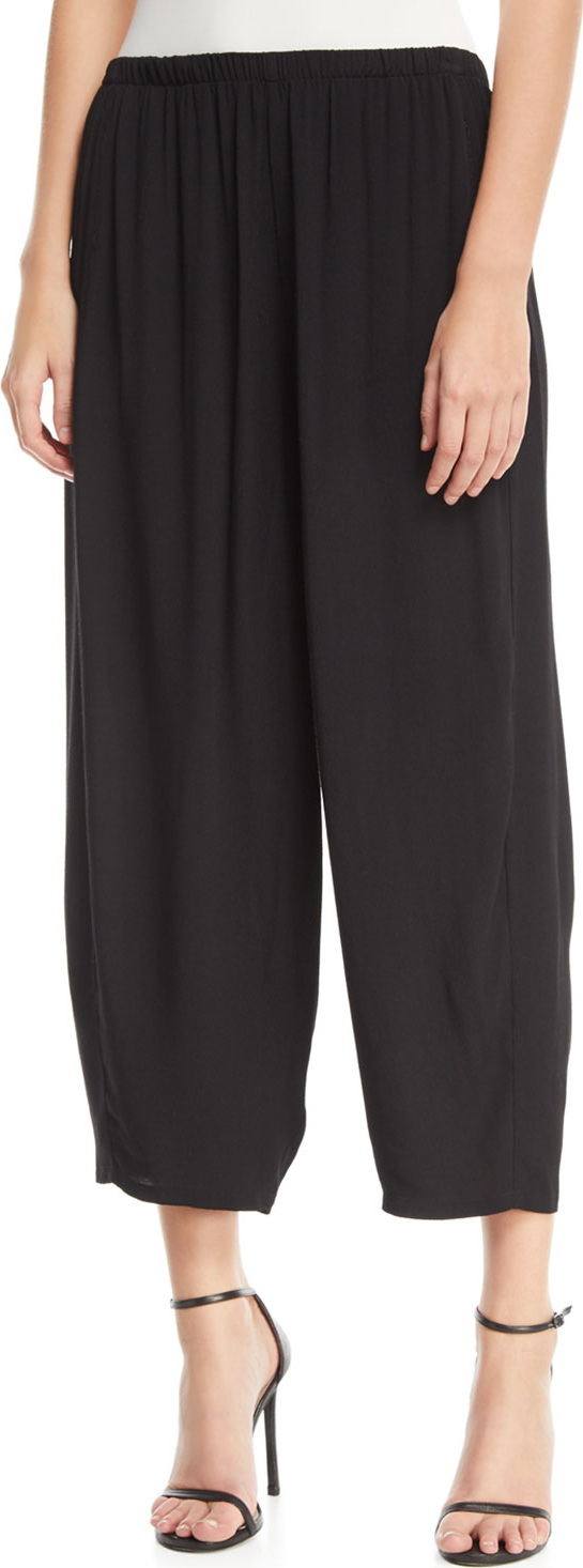 Joan Vass Relaxed Pull-On Cropped Pants, Petite