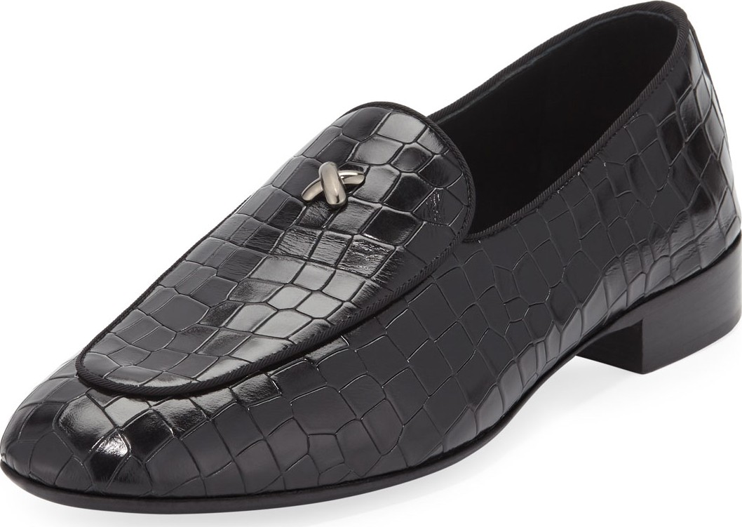 Giuseppe Zanotti Men's Stamped Crocodile Leather Formal Loafer