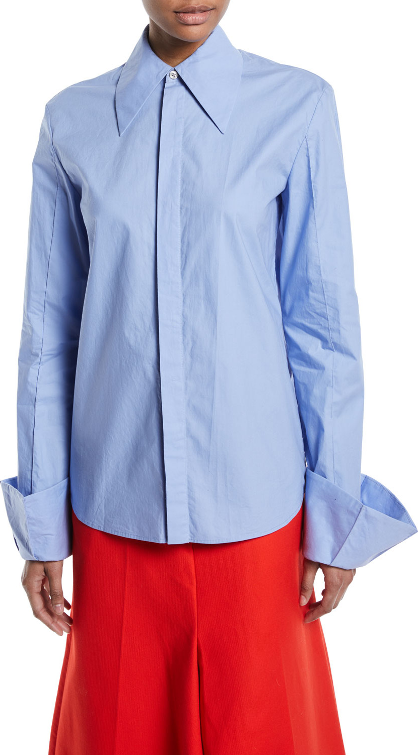 A.W.A.K.E Strict Flared-Cuff Button-Down Long-Sleeve Cotton Shirt