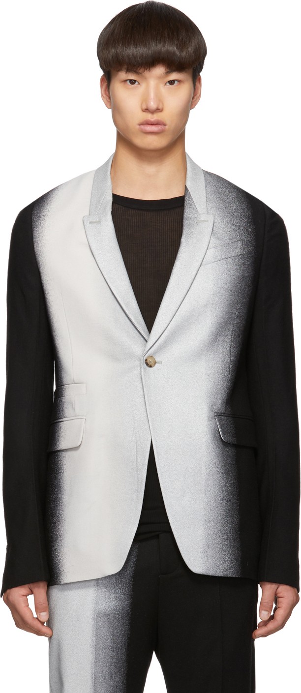 Rick Owens Black & Silver Degradé Soft Blazer