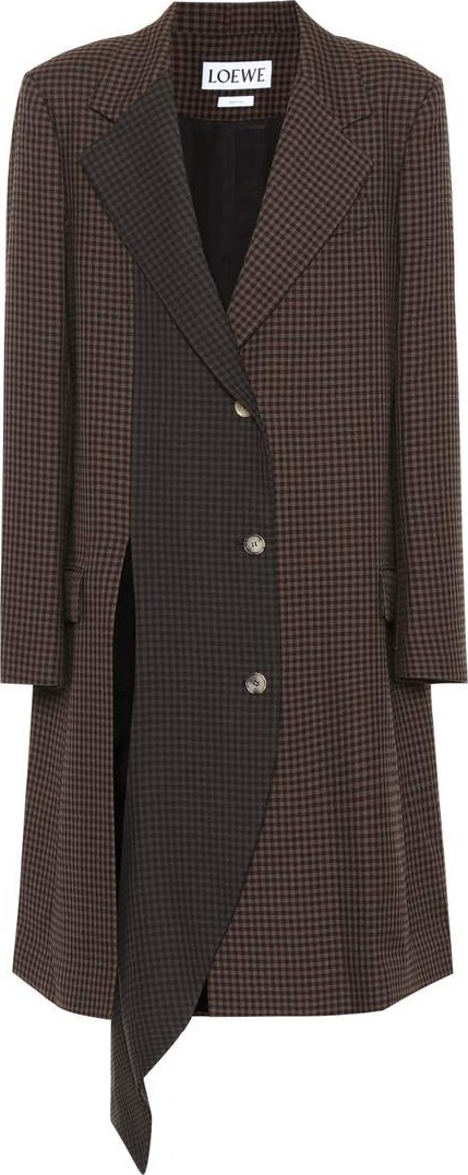 LOEWE Asymmetric checked wool coat