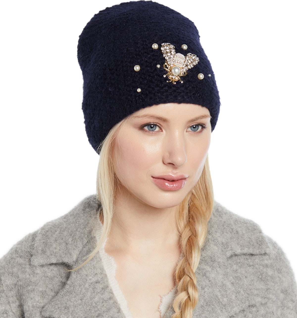 Jennifer Behr Embellished Bee Knit Beanie Hat