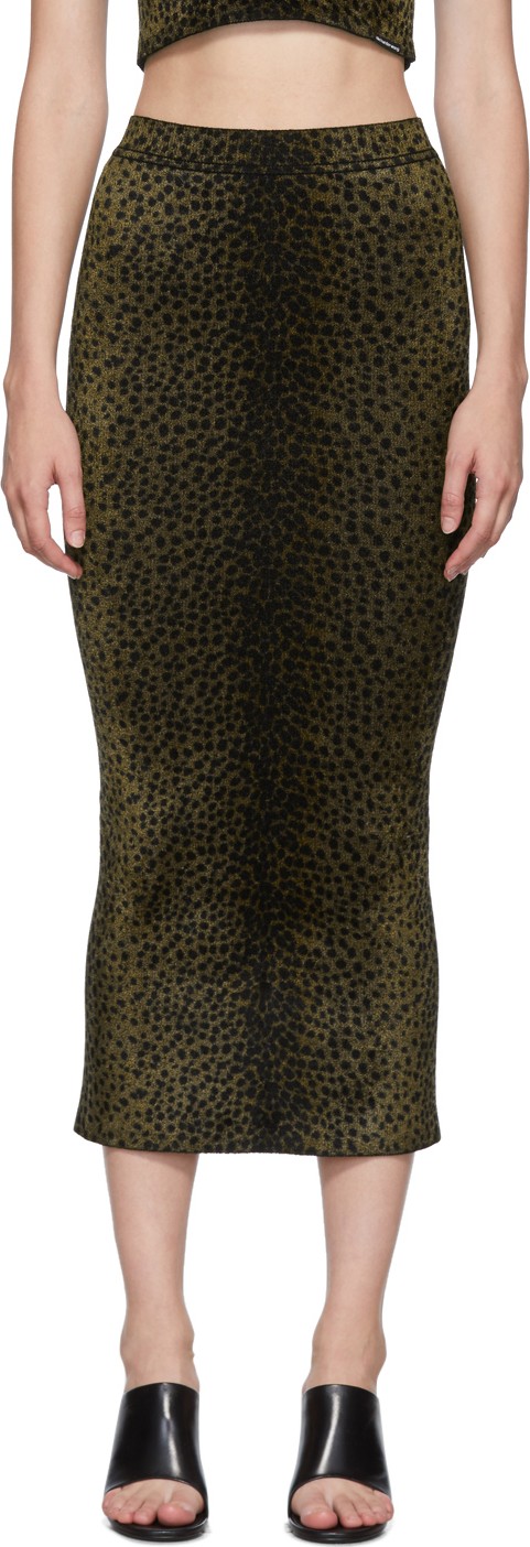Alexander Wang Black Animal Print Ankle Skirt