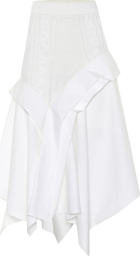 LOEWE Knit and poplin midi skirt