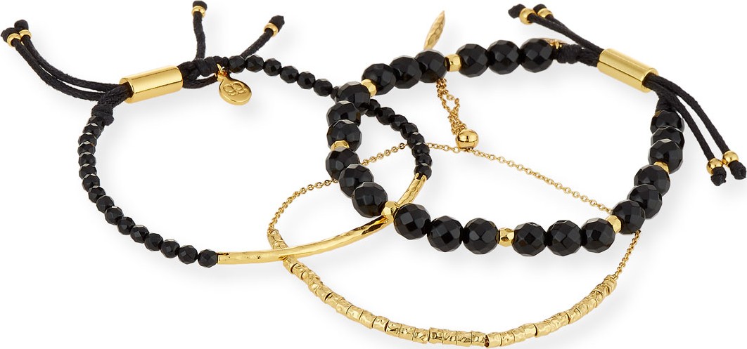 Gorjana Laguna Black Beaded Bracelets, Set of 3