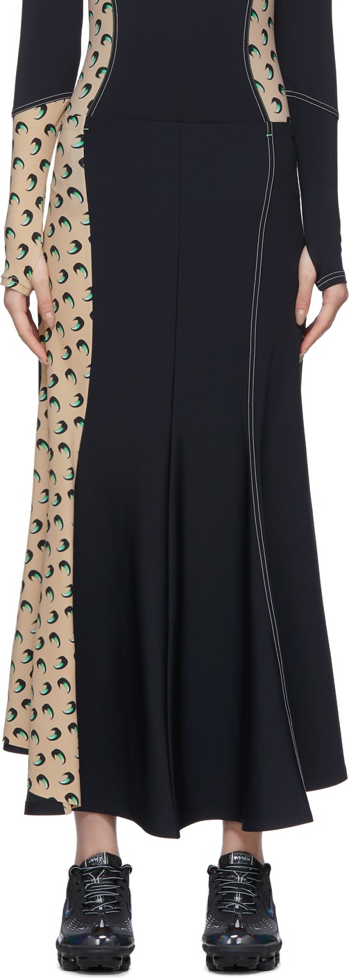Marine Serre Black Contrast Side Skirt
