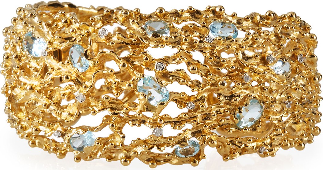 Michael Aram 18k Ocean Caged Bracelet w/ Topaz & Diamonds