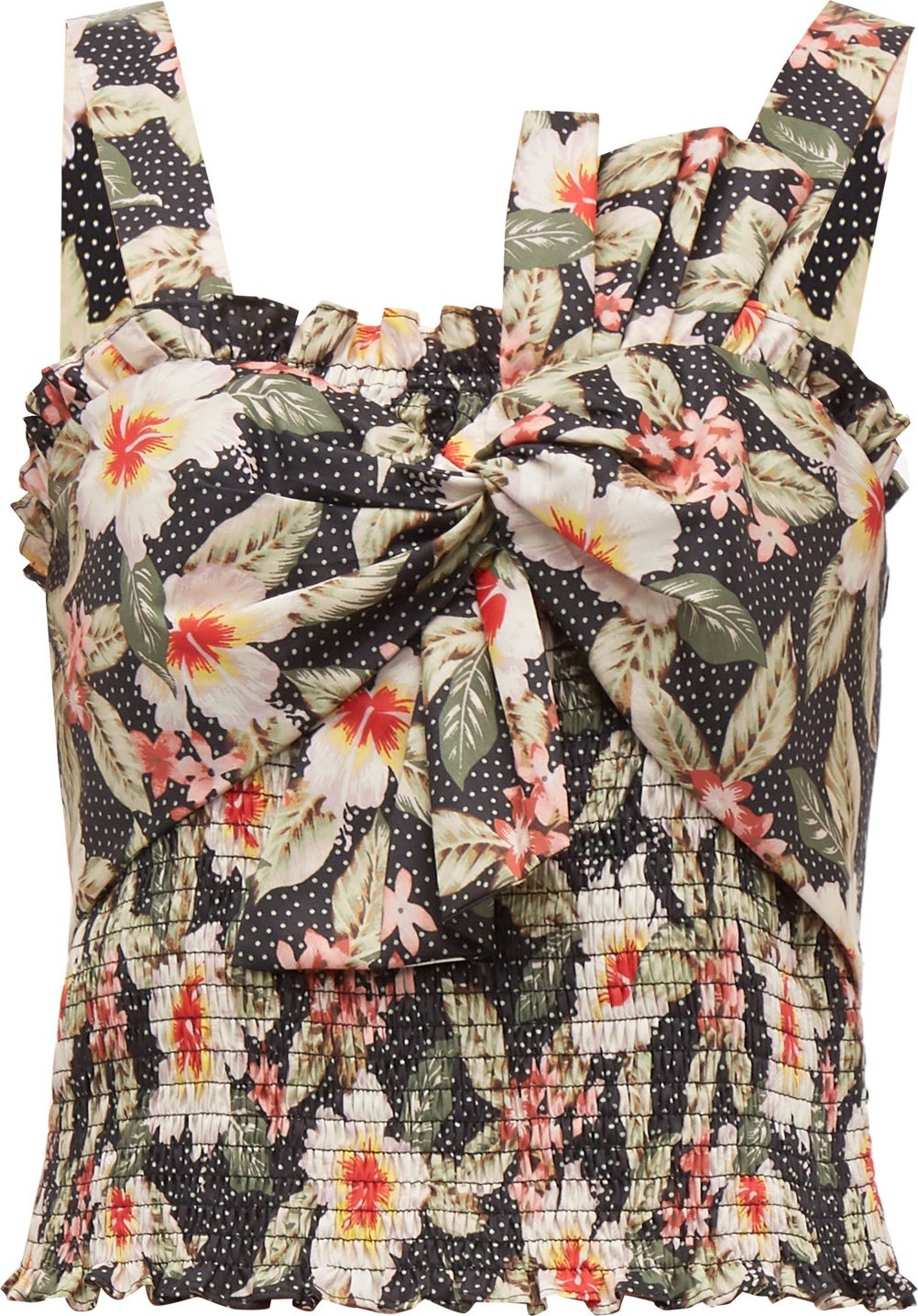 Rebecca Taylor Kamea shirred floral-print cotton top