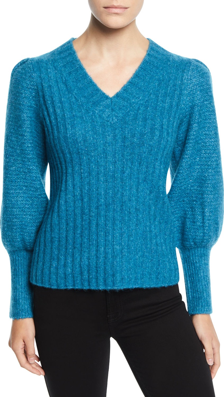 Rebecca Taylor Lofty Alpaca V-Neck Pullover Sweater