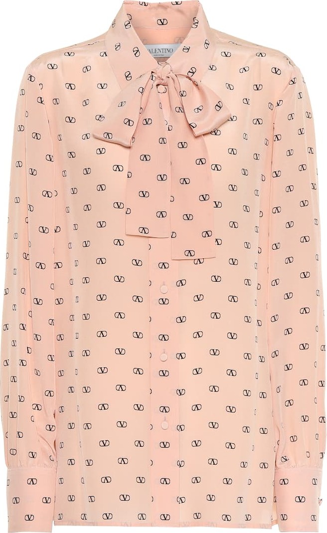 Valentino VLOGO printed silk blouse