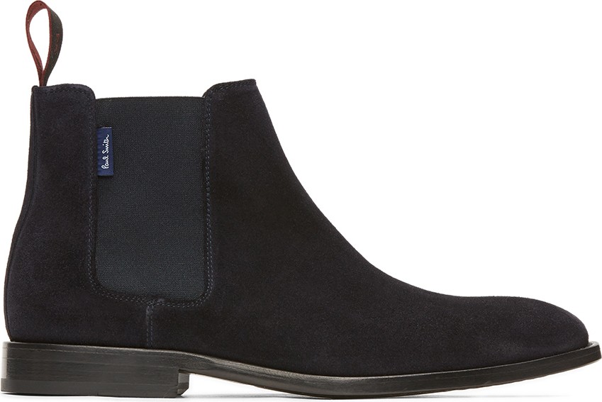 Ps By Paul Smith Navy Suede Gerald Chelsea Boots