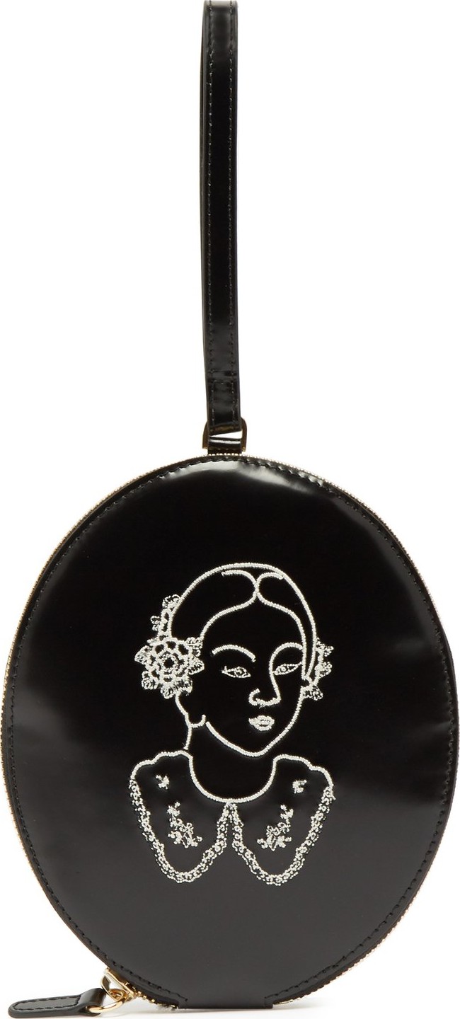 Simone Rocha Lady-embroidered leather clutch