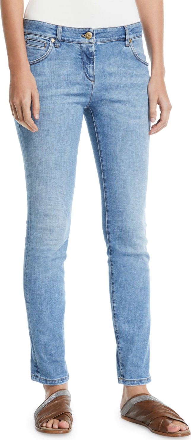 Brunello Cucinelli Low-Rise Skinny Stretch-Denim Pants