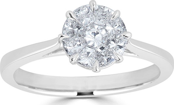 ZYDO 18k White Gold Mosaic Round Diamond Ring, 0.74 tcw, Size 7