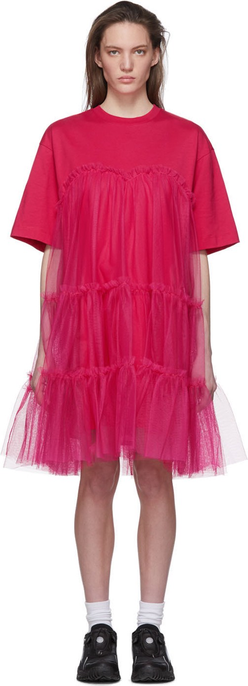 MSGM Pink Tulle T-Shirt Dress