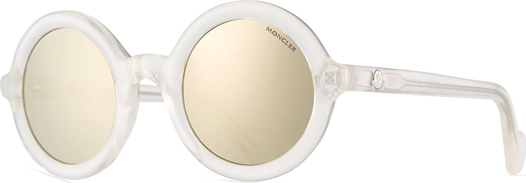 Moncler Round Transparent Acetate Sunglasses, White