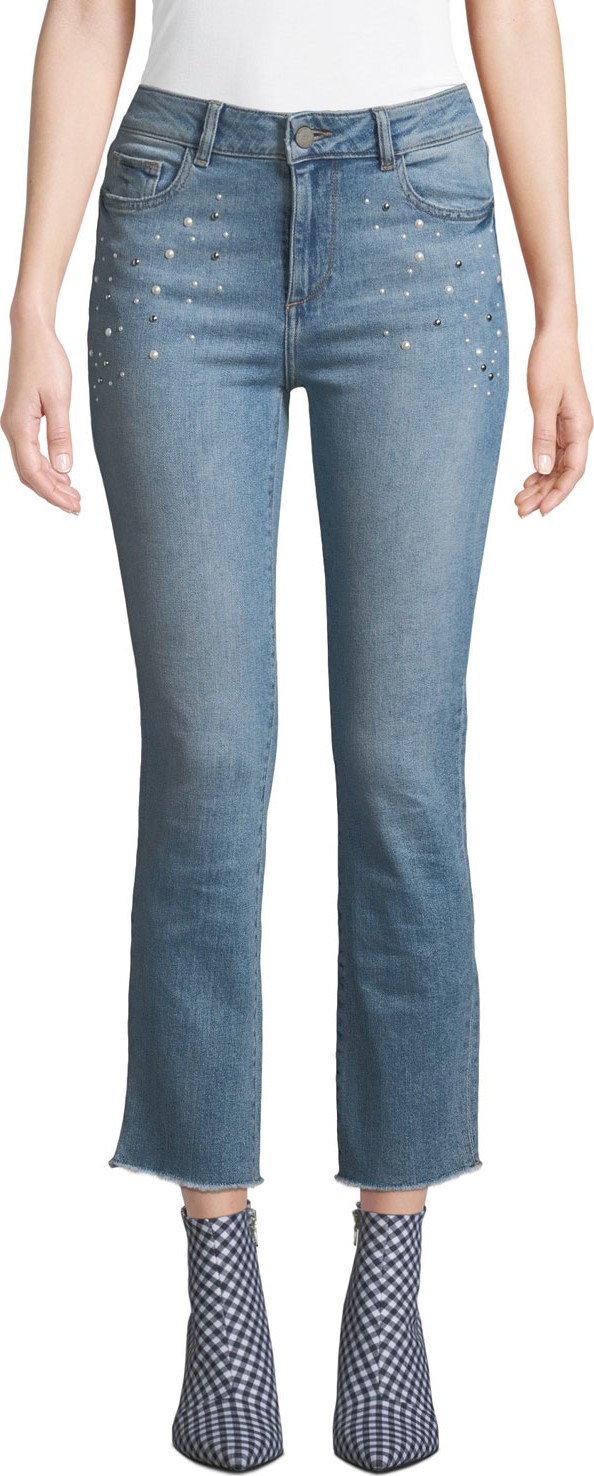 DL1961 Mara Mid-Rise Embellished Ankle Skinny Jeans