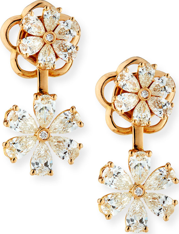 ZYDO 18k Rose Gold Boccole Drop Earrings w/ Diamonds