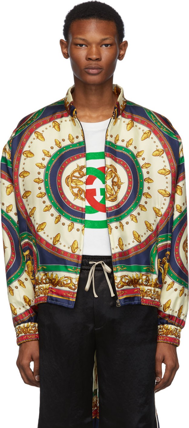 Gucci Green Silk Mermaid Bomber Jacket