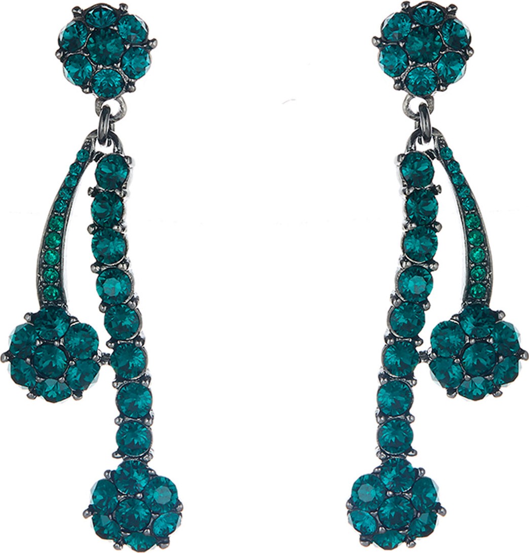 Oscar De La Renta Crystal Double Drop Earrings
